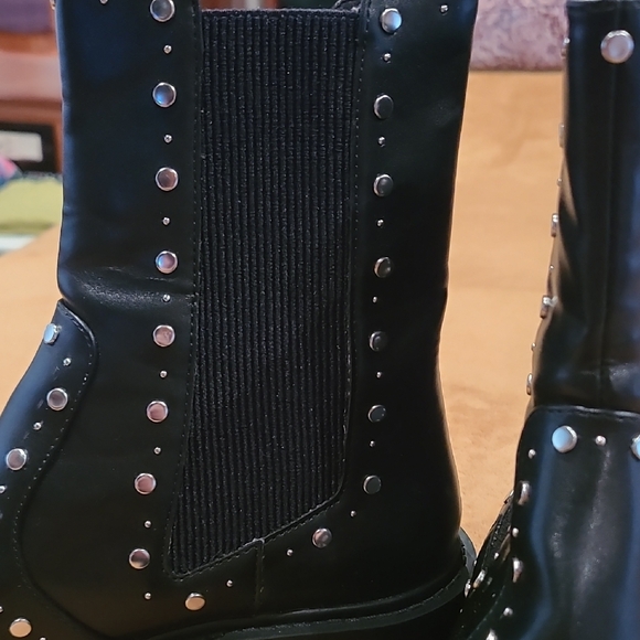 Zara Black Studded Combat Boots - Picture 4 of 10